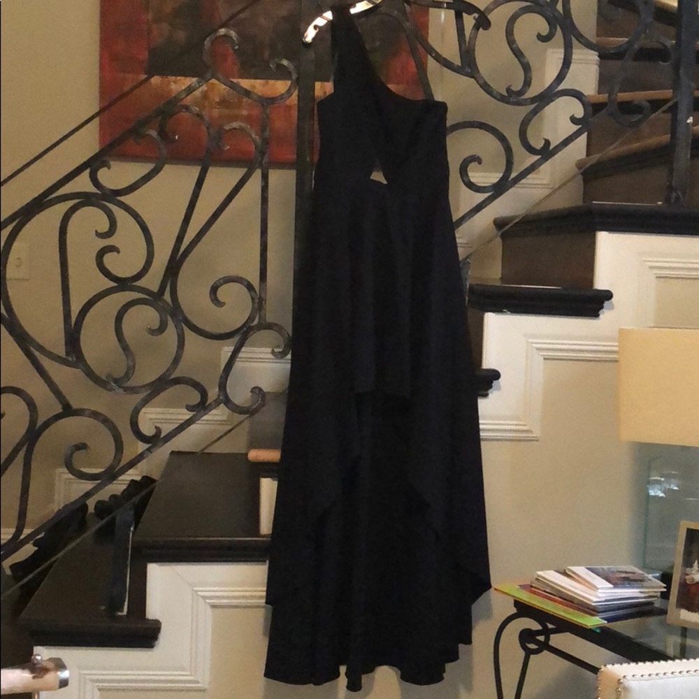 Black high/low evening dress